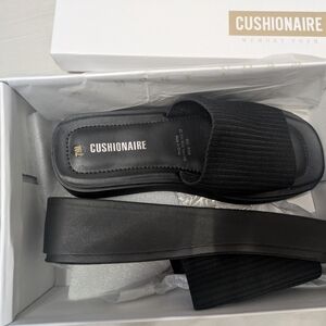 Cushionaire Black Slip-On Sandals with Cushioned Footbed